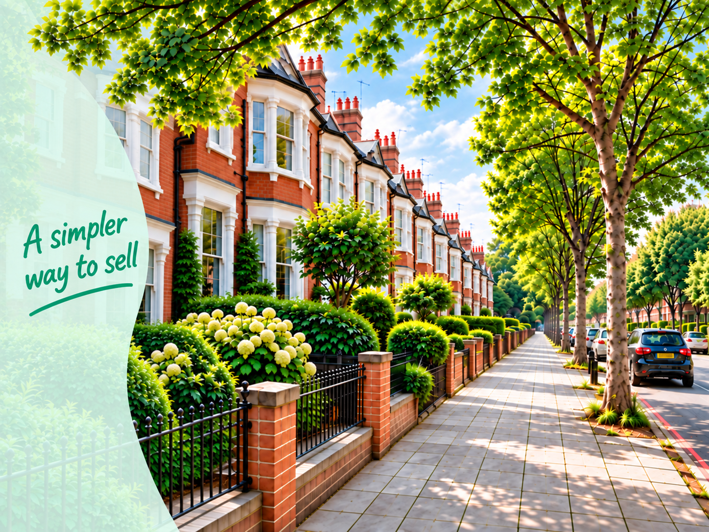 Leafy British residential street with a simpler way to sell
