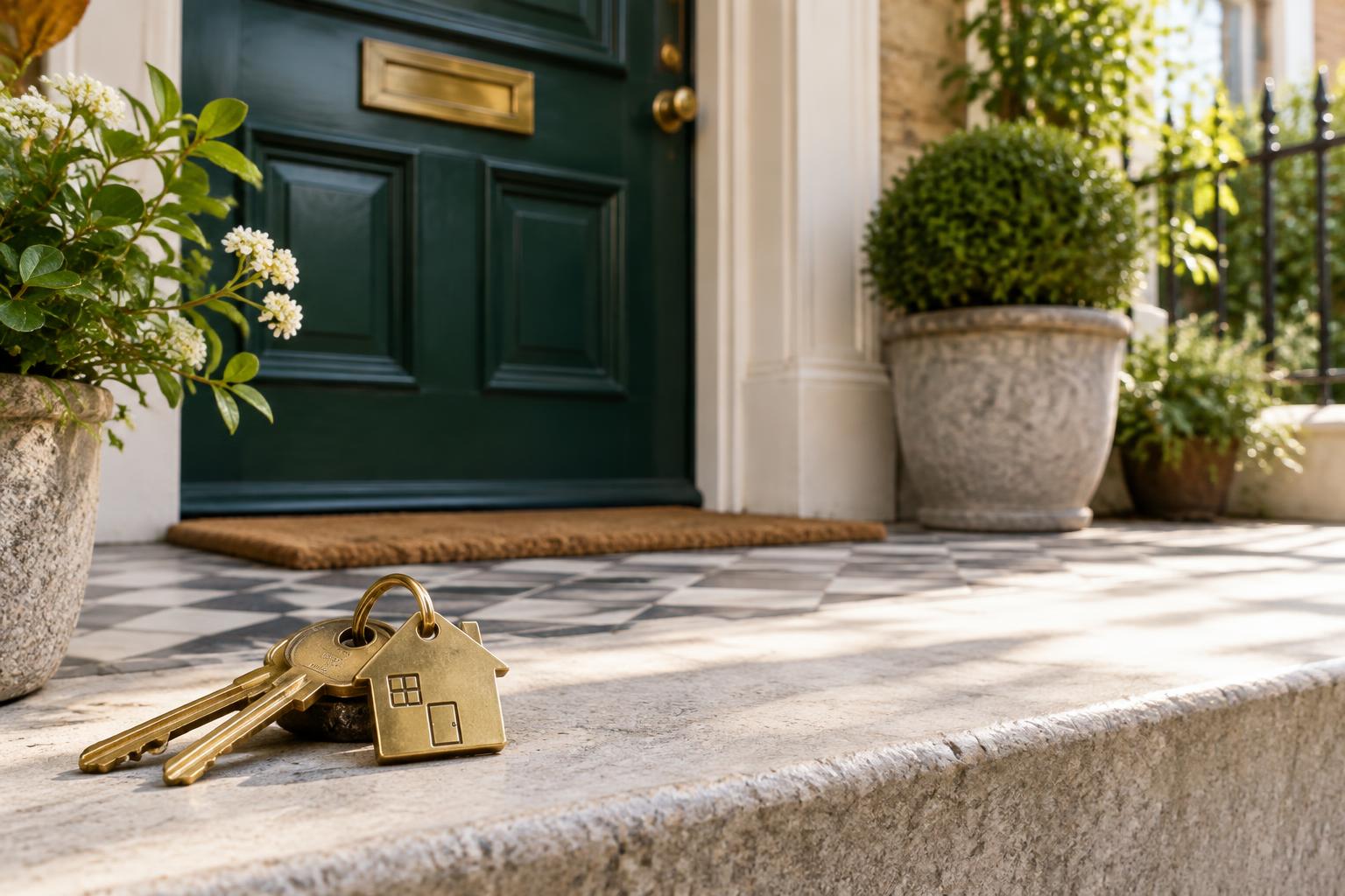 House keys outside a British home